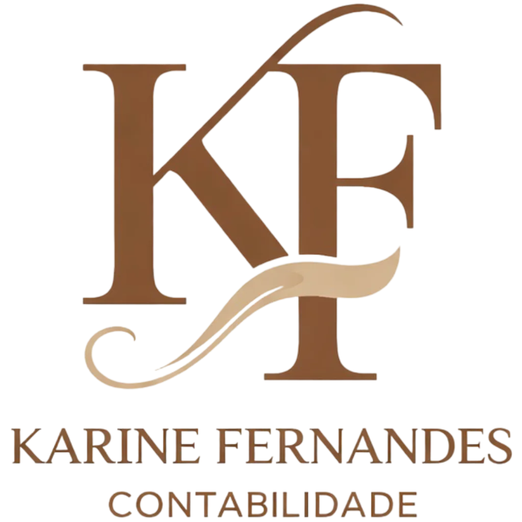 Logo Karine Fernandes Contabilidade em marrom e bege